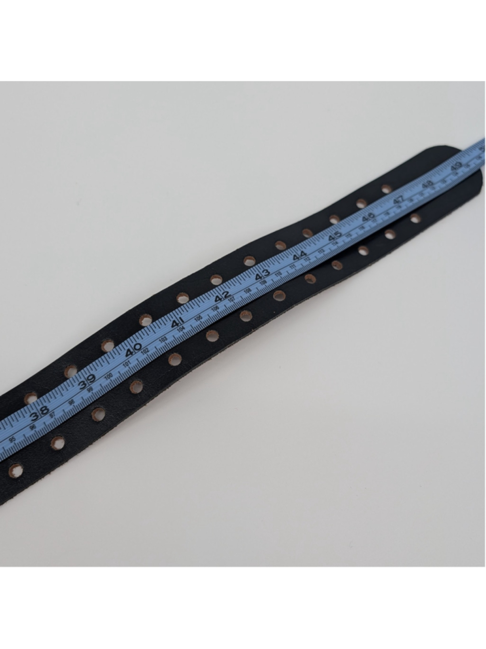 Black Top Grain Leather Triple Prong Belt XL 42-44 USA Made Punk Moto Goth - Picture 11 of 16